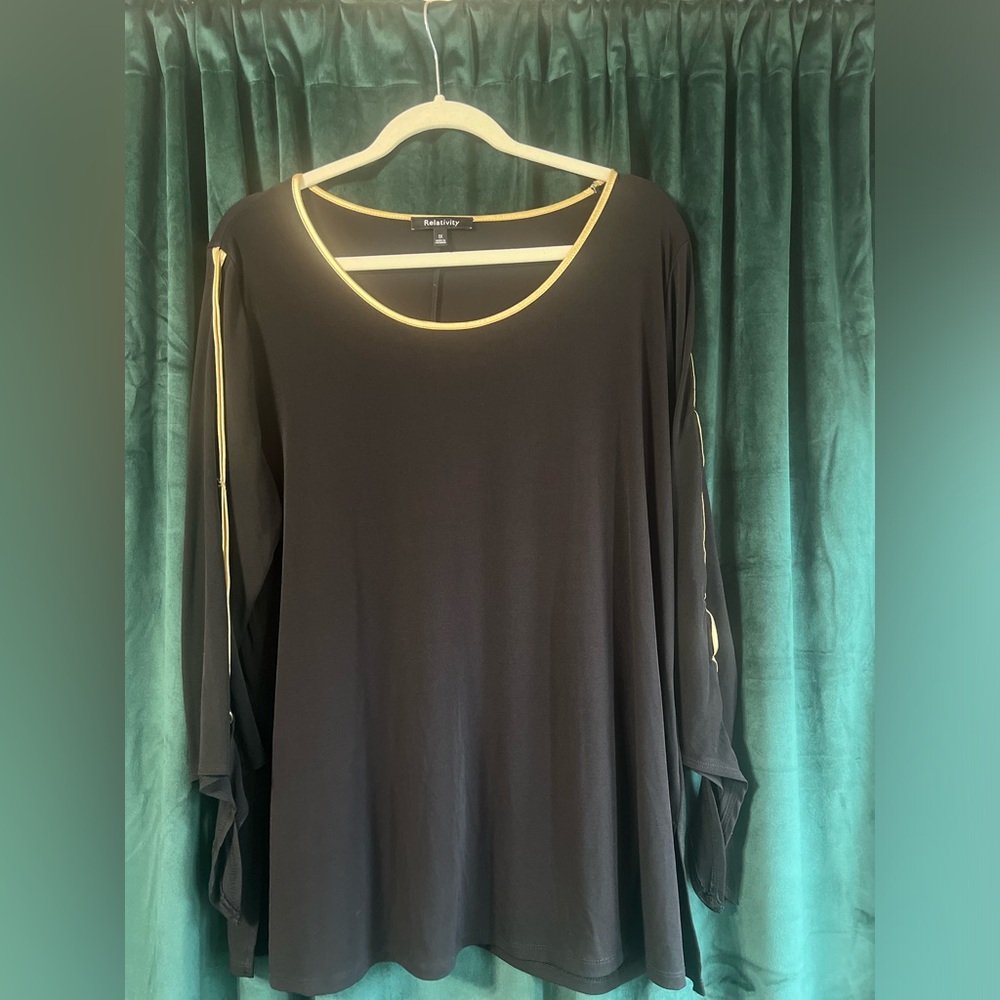 Plus Relativity Black Scoop Neck Blouse